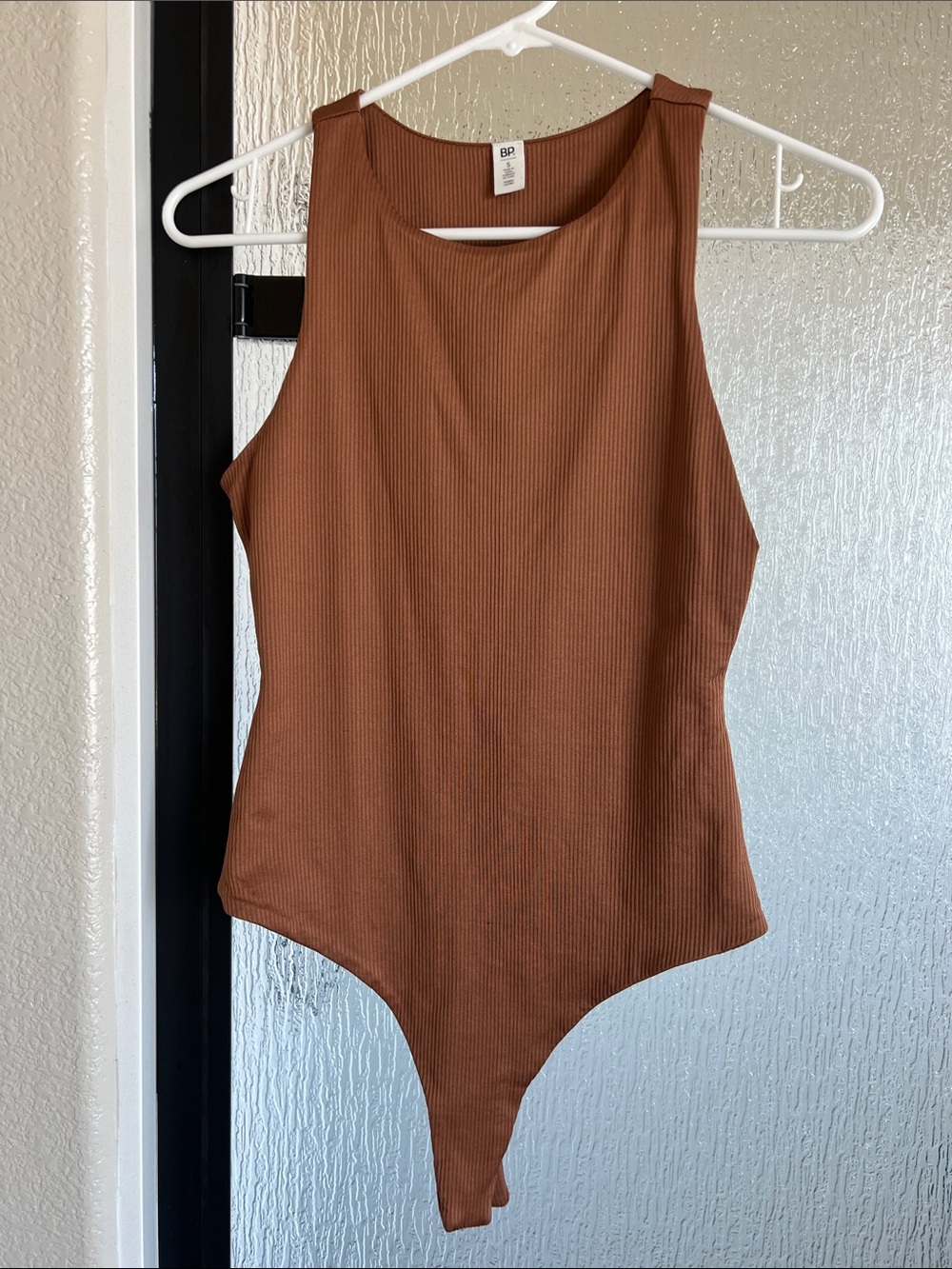 bp Ribbed Tank One-Piece Bodysuit in Brown